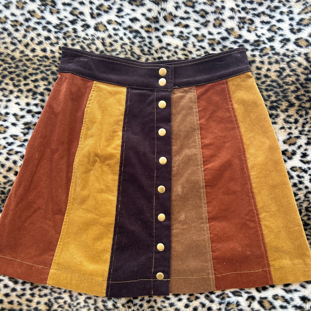 Corduroy Colorblock A-Line Skirt - Brown Multi HIPPIE SHAKE 6